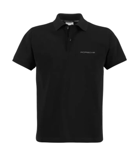 PORSCHE Polo Shirt Essential Polokošile Tričko s límečkem a knoflíky s logem černé