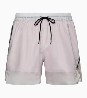 PORSCHE DESIGN Ultra-light Shorts Kalhoty krátké šortky funkční s průsvitnou vrchní látkou bílou a elastickými kraťasy v kontrastní oranžové
