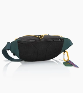 PORSCHE Crossbody Bag AHEAD Pouzdro ledvinka volnočasová černá se tmavě zelenými a žlutými doplňky