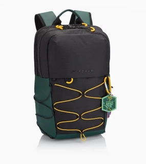 PORSCHE Backpack AHEAD M Batoh volnočasový na cesty černý se zelenými a žlutými prvky s přihrádkou na notebook